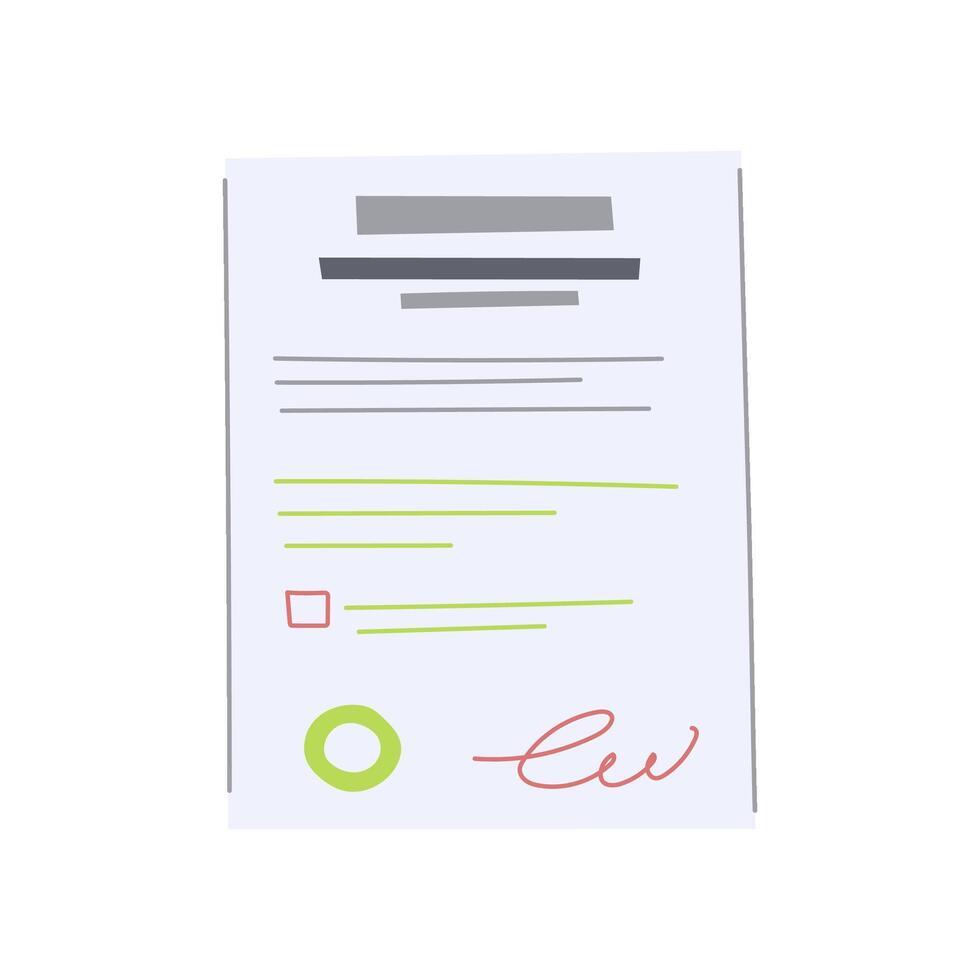 pen business contract cartoon vector illustration