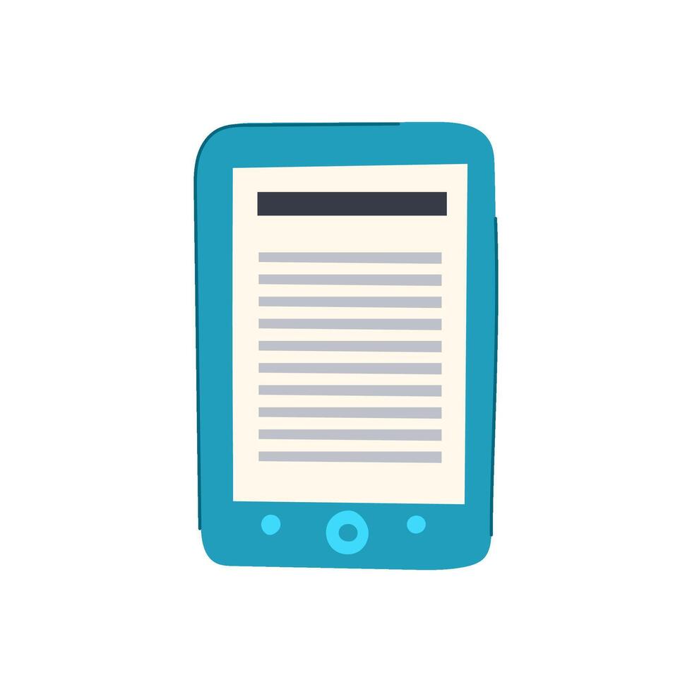 library e-reader cartoon vector illustration