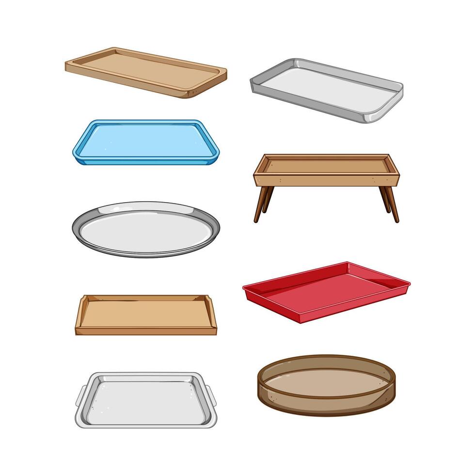 food tray set cartoon vector illustration