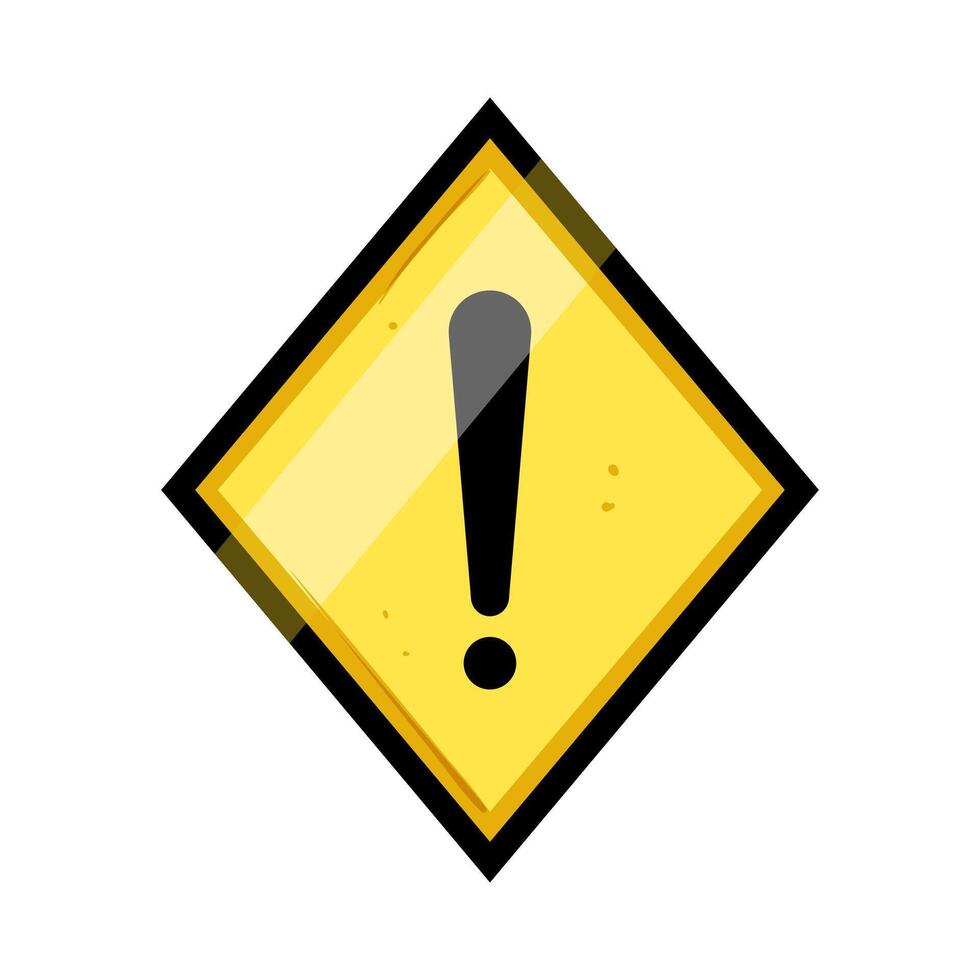 caution yellow warning sign cartoon vector illustration