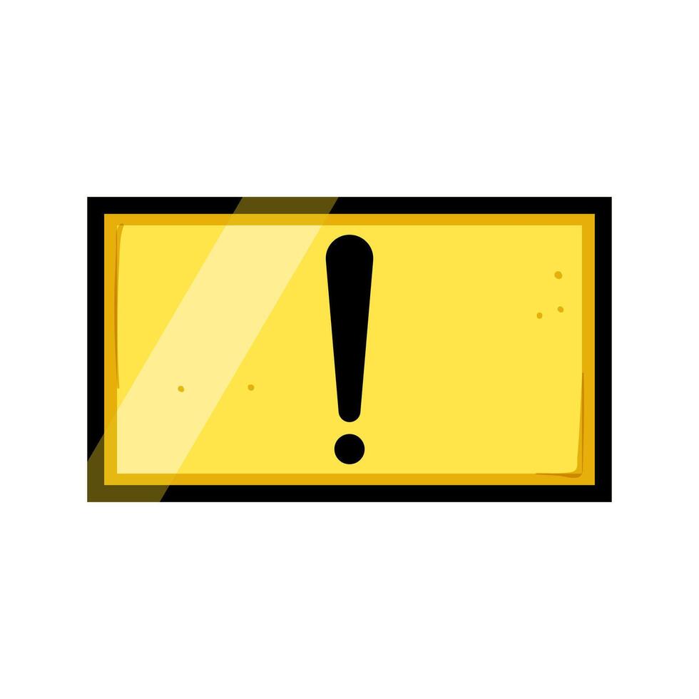 attention yellow warning sign cartoon vector illustration