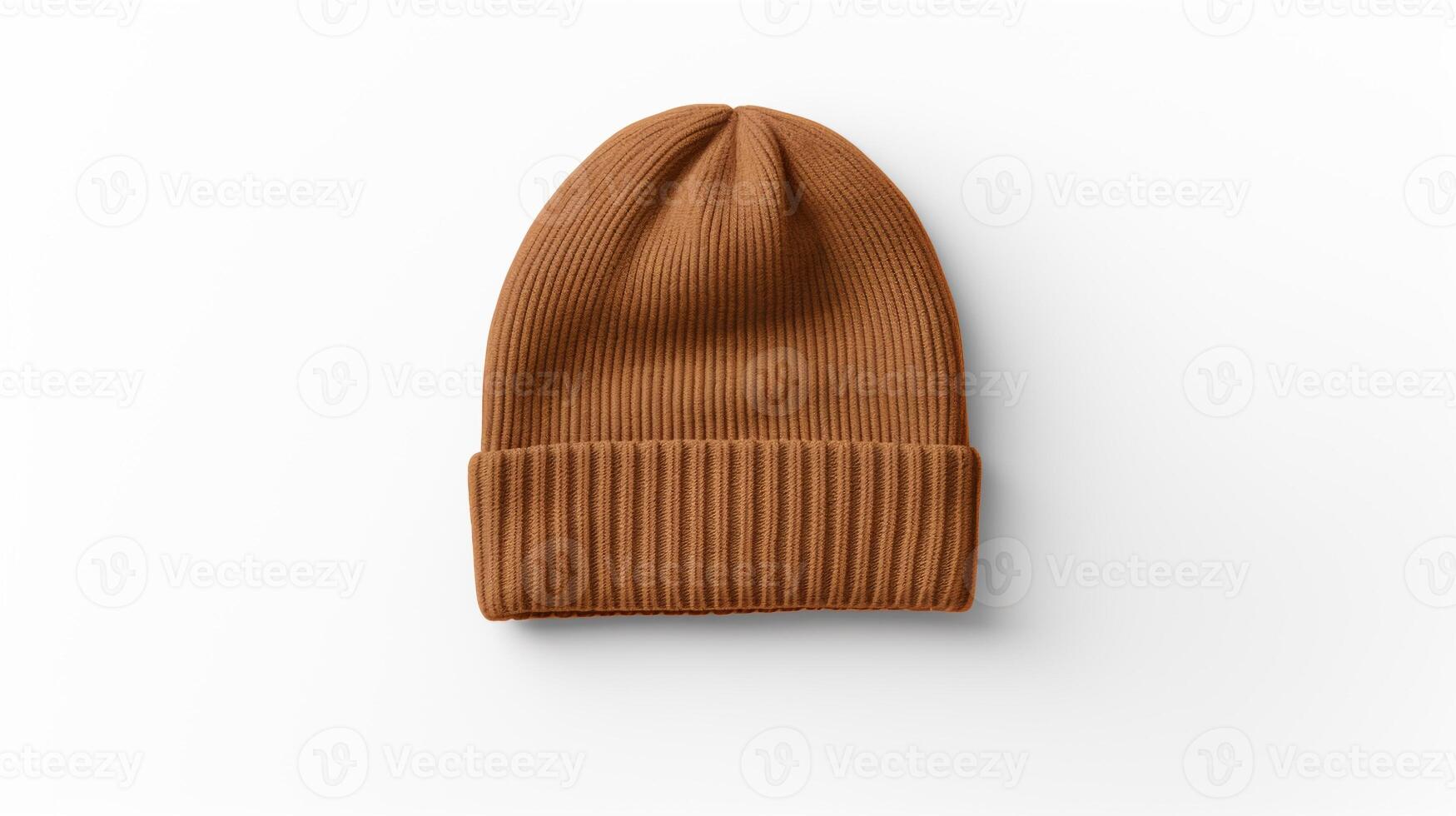 AI generated Photo of Brown Beanie Hat isolated on white background. AI Generated