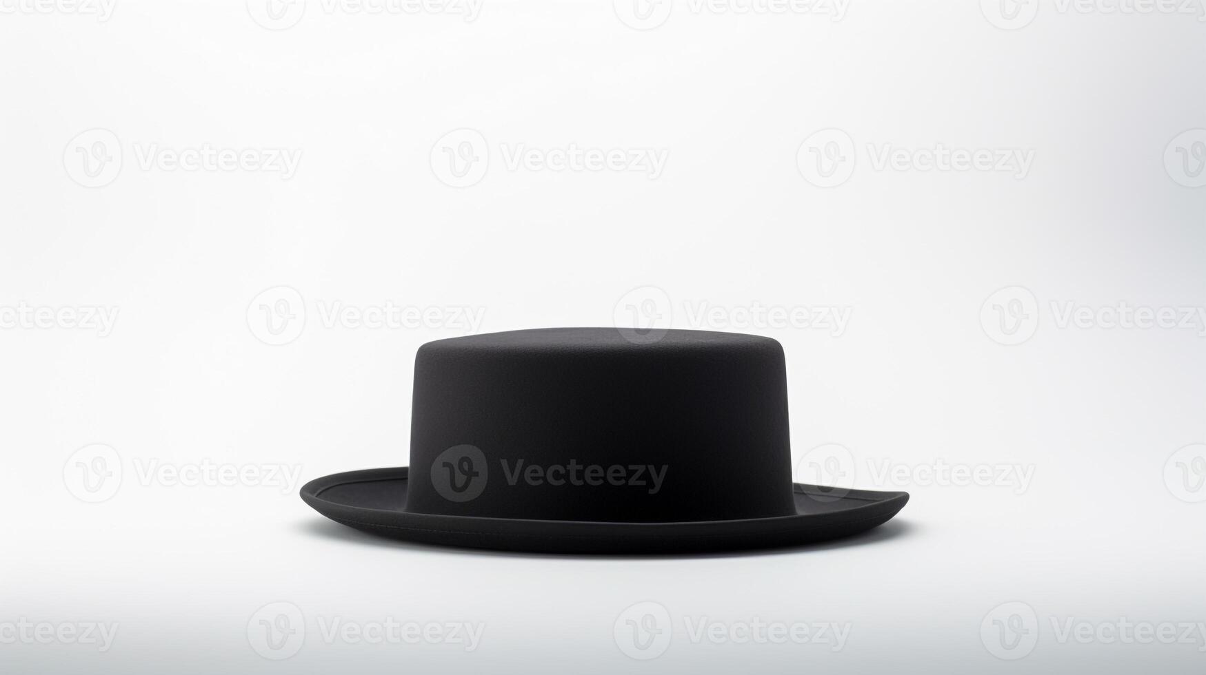 AI generated Photo of Black Pork Pie Hat isolated on white background. AI Generated