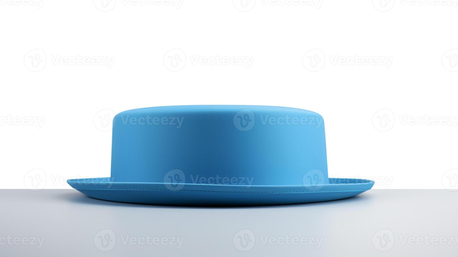 AI generated Photo of Blue Pork Pie Hat isolated on white background. AI Generated