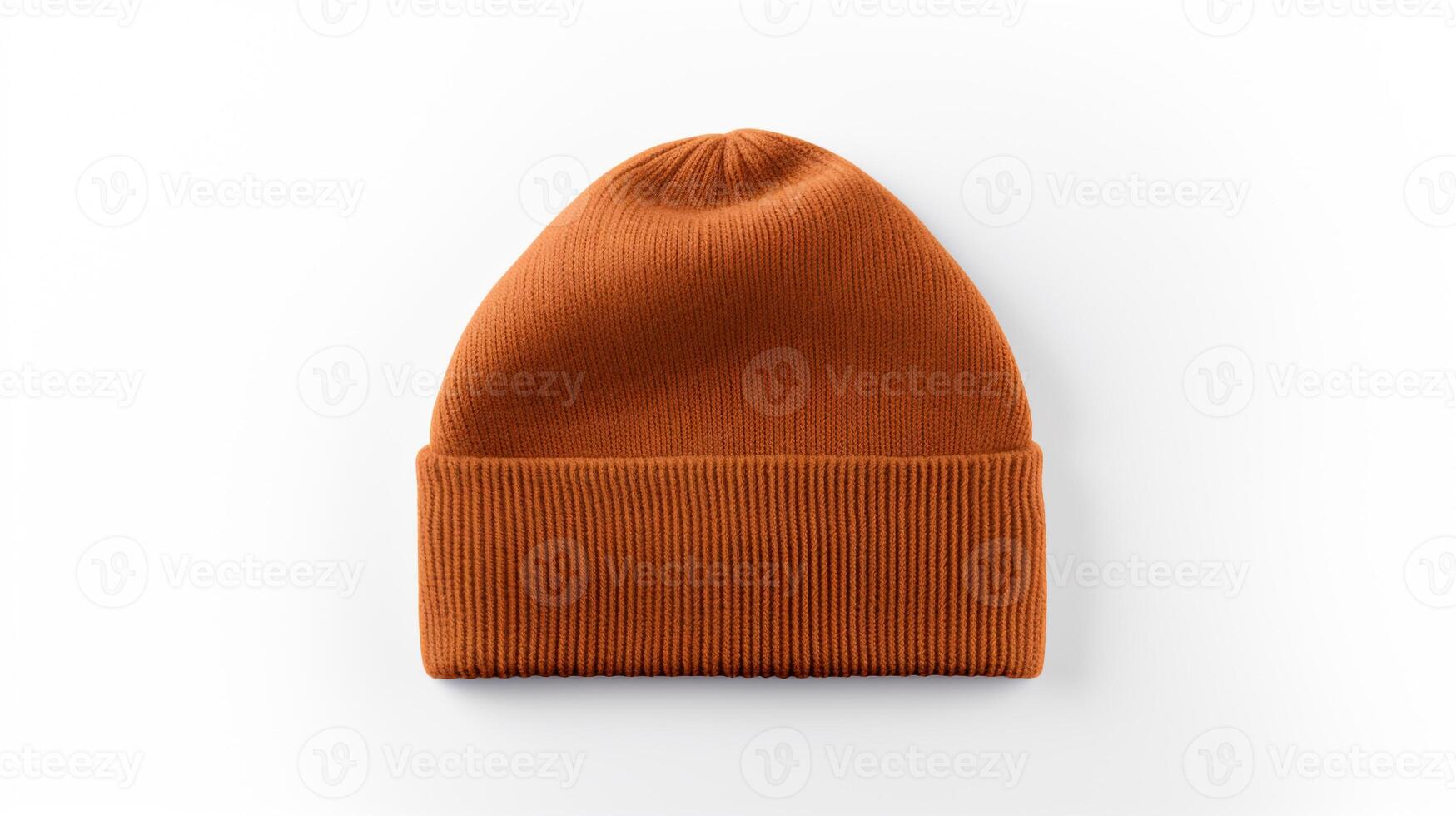 AI generated Photo of Brown Beanie Hat isolated on white background. AI Generated