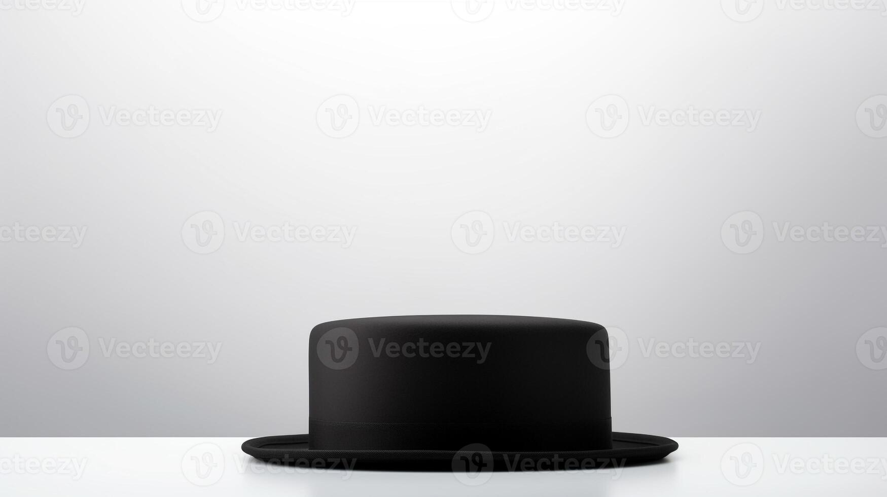 AI generated Photo of Black Pork Pie Hat isolated on white background. AI Generated