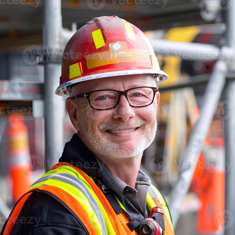 AI generated Safety engineer inspecting a construction site photo