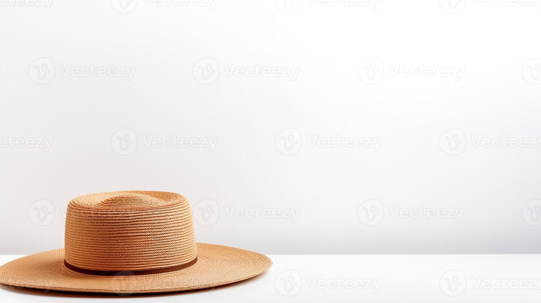 AI generated Photo of Brown Straw hat isolated on white background. AI Generated