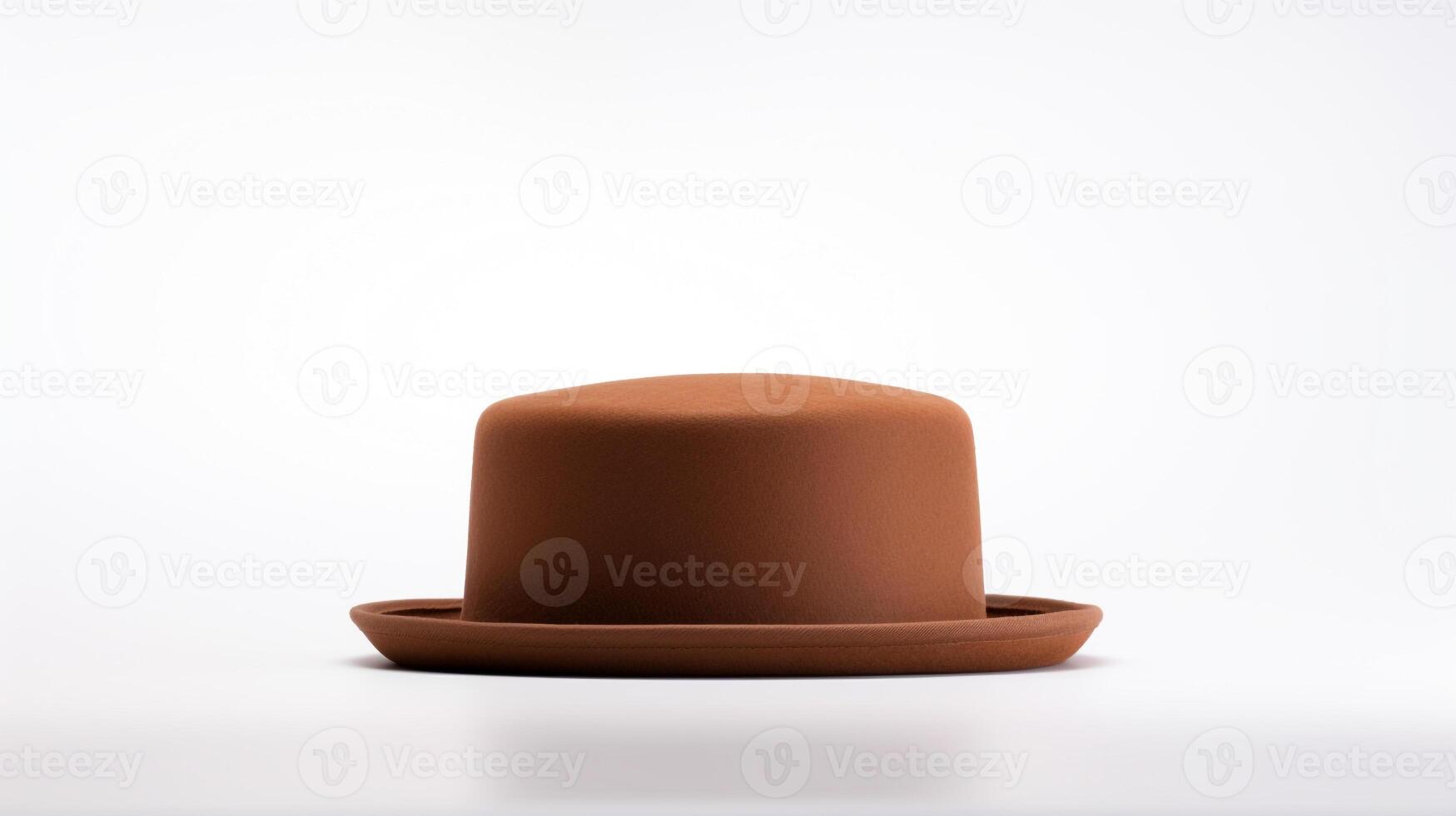 AI generated Photo of Brown Pork Pie Hat isolated on white background. AI Generated