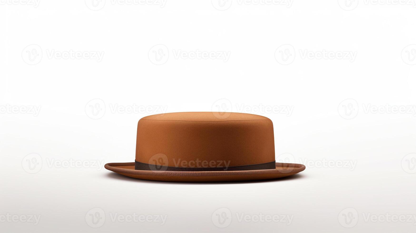 AI generated Photo of Brown Pork Pie Hat isolated on white background. AI Generated