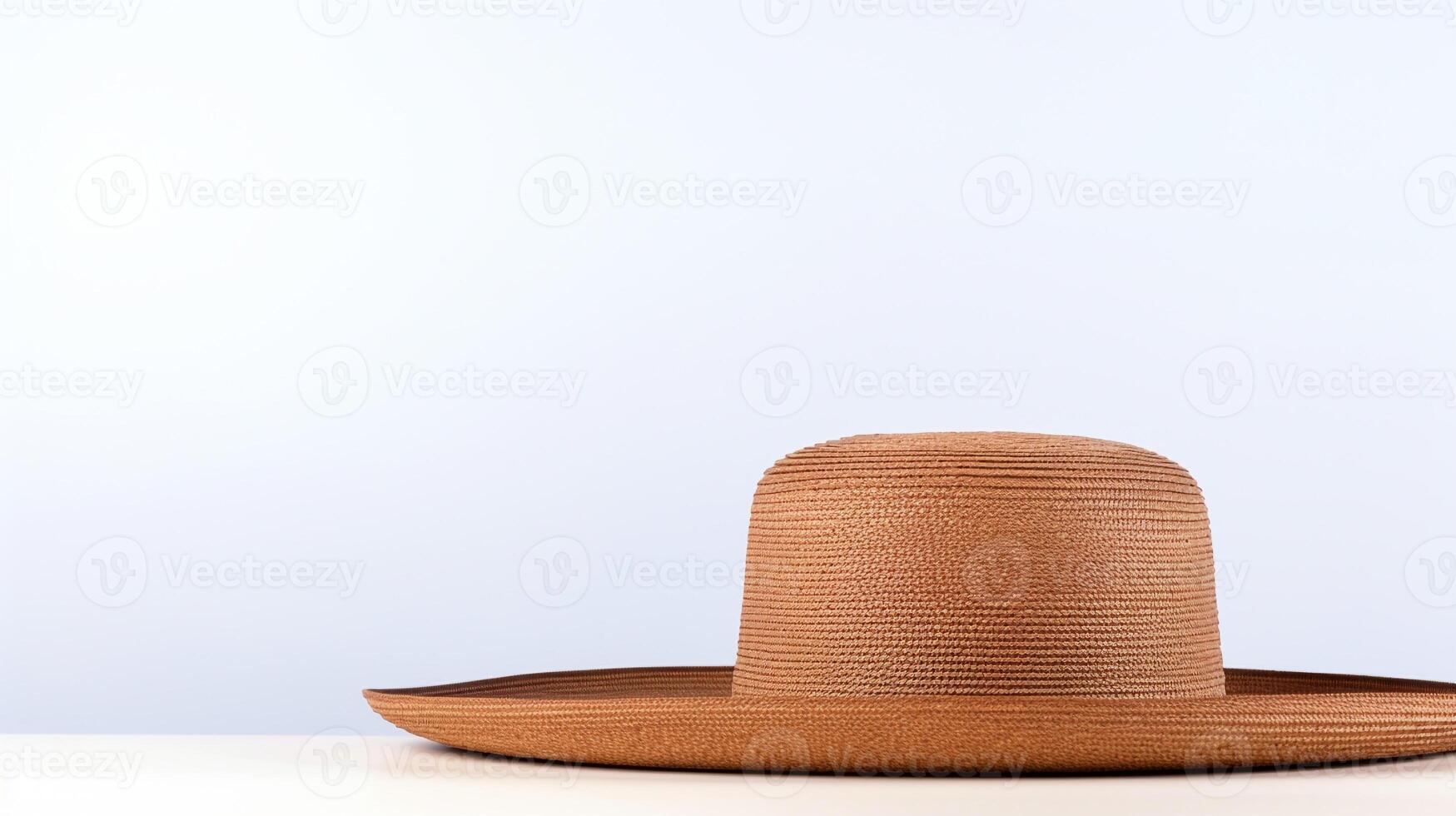 AI generated Photo of Brown Straw hat isolated on white background. AI Generated