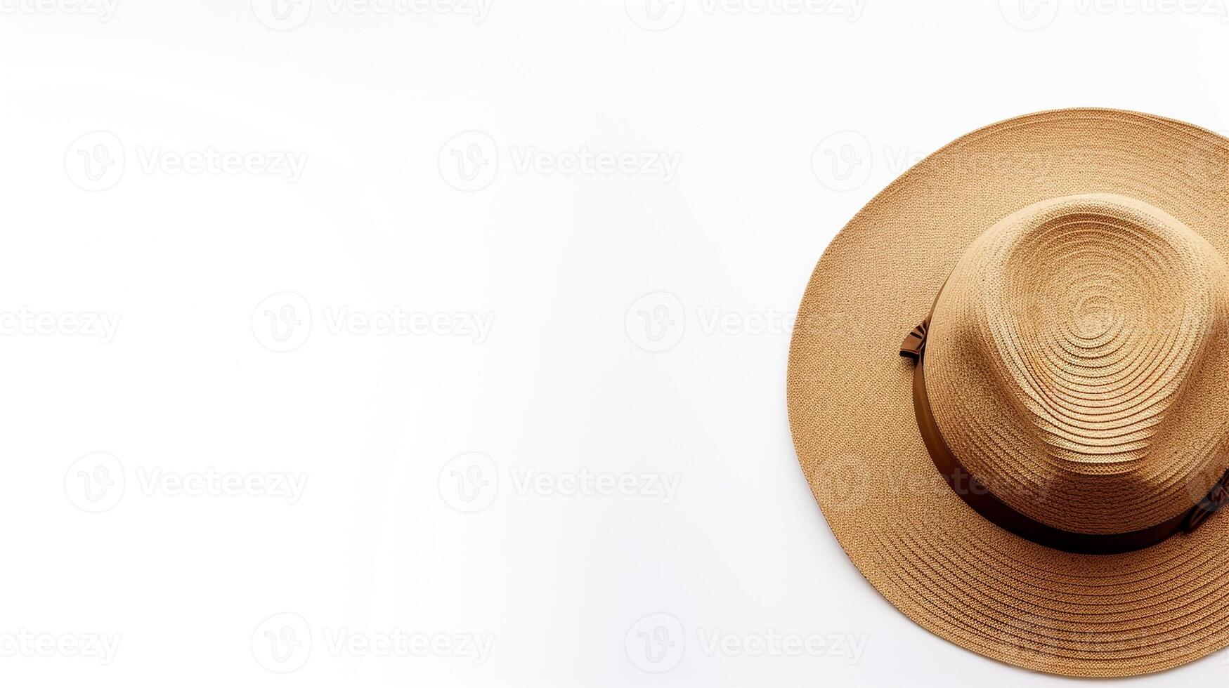 AI generated Photo of Brown Straw hat isolated on white background. AI Generated