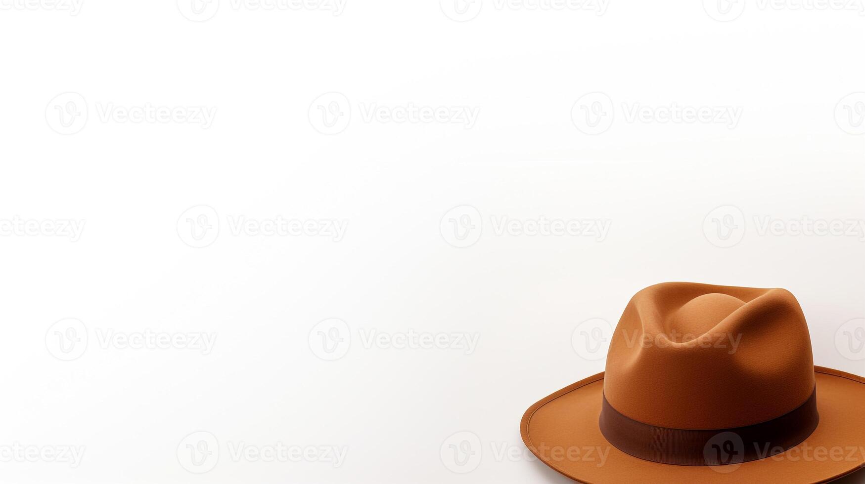 AI generated Photo of Brown Fedora Hat isolated on white background. AI Generated