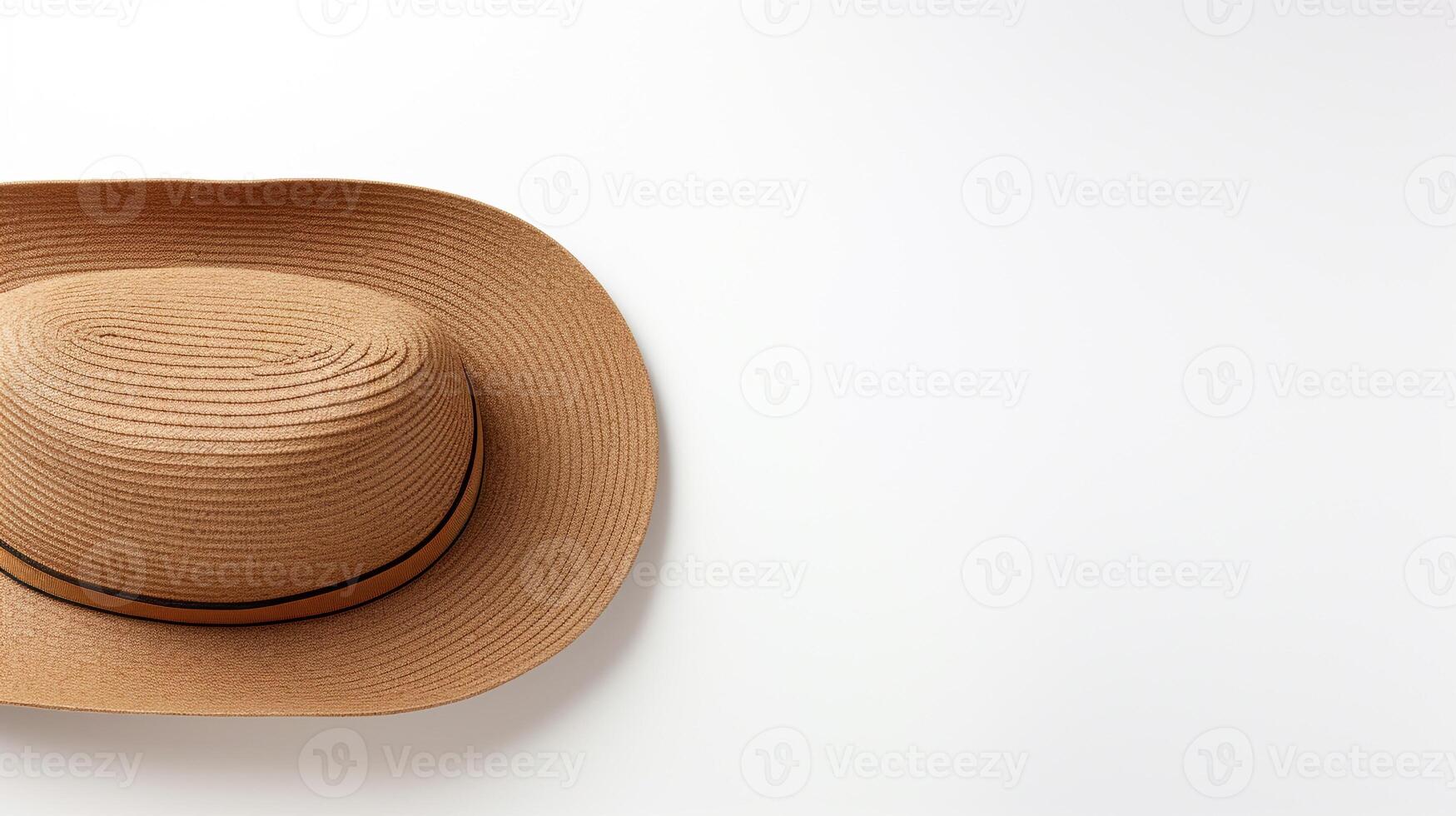 AI generated Photo of Brown Boater Hat isolated on white background. AI Generated