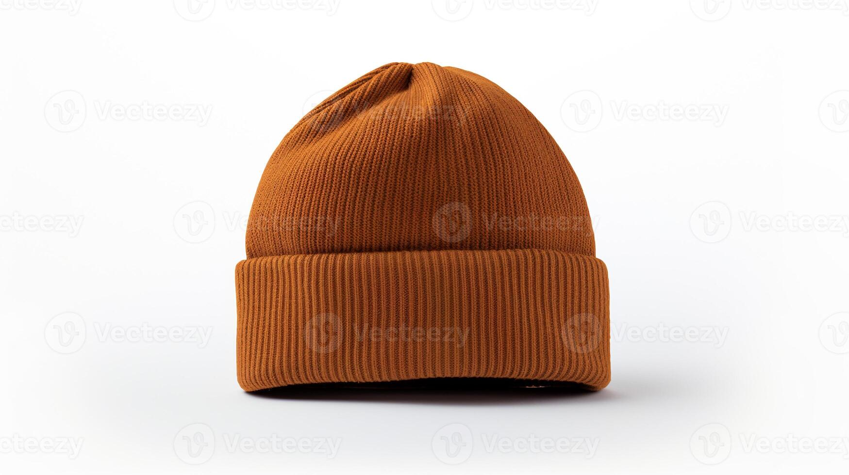 AI generated Photo of Brown Beanie cap isolated on white background. AI Generated