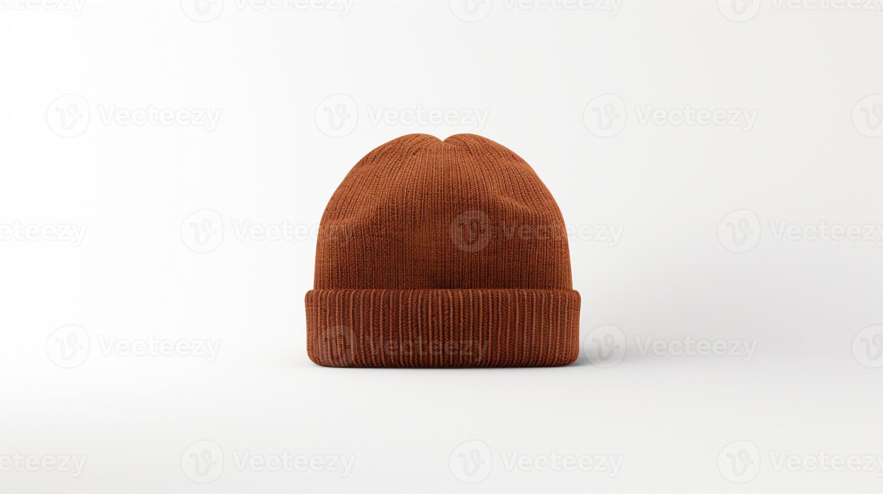 AI generated Photo of Brown Beanie cap isolated on white background. AI Generated