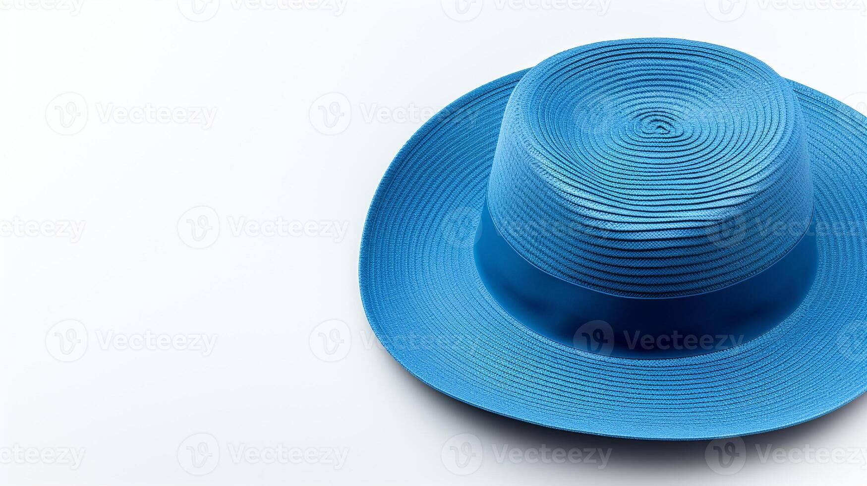 AI generated Photo of Blue Straw hat isolated on white background. AI Generated