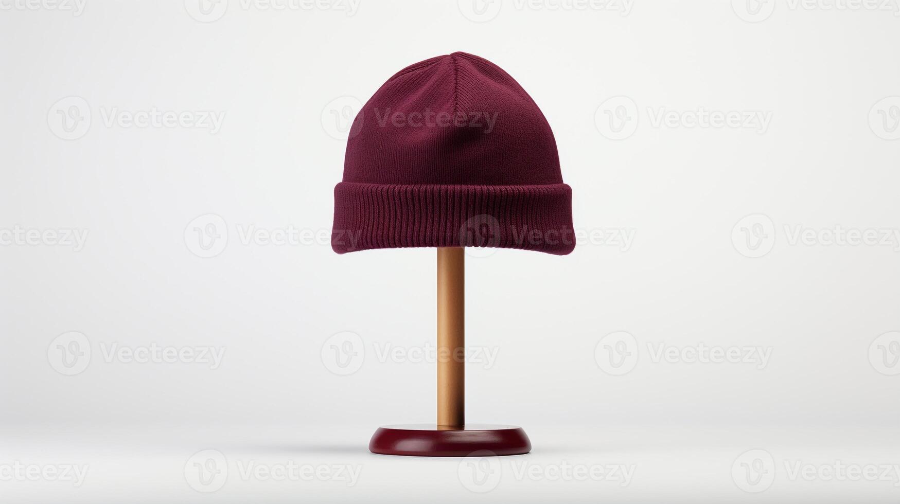 AI generated Photo of Burgundy Beanie Hat isolated on white background. AI Generated