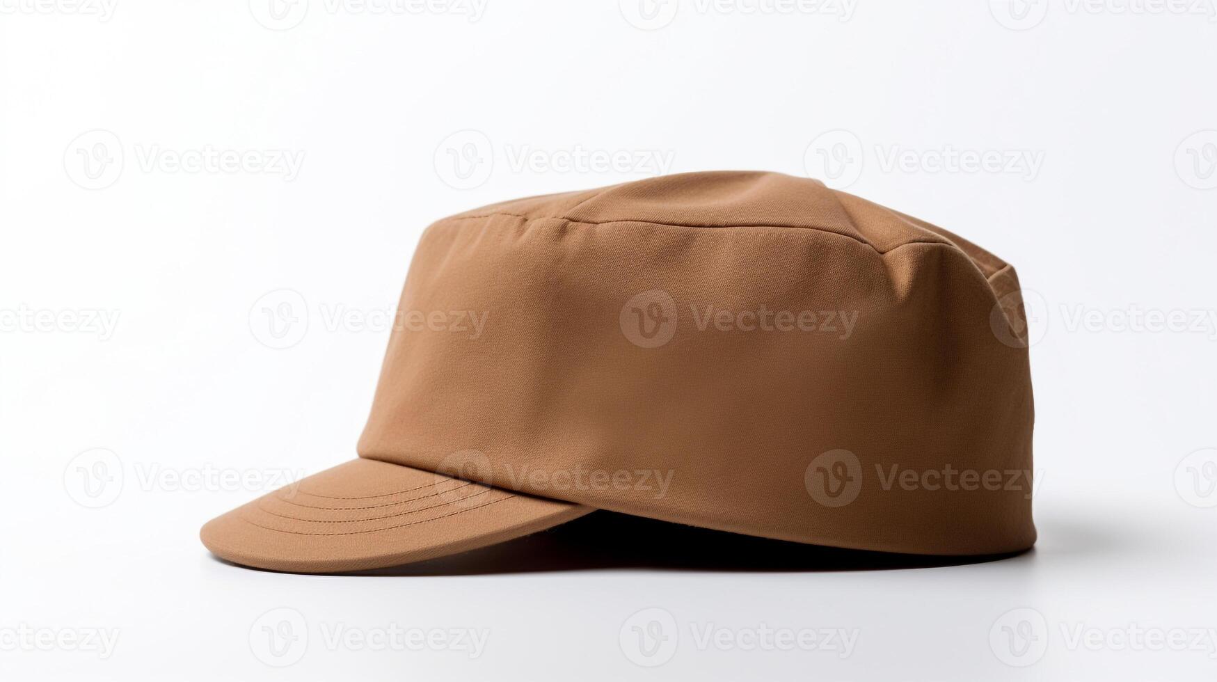 AI generated Photo of Brown Military Cap isolated on white background. AI Generated