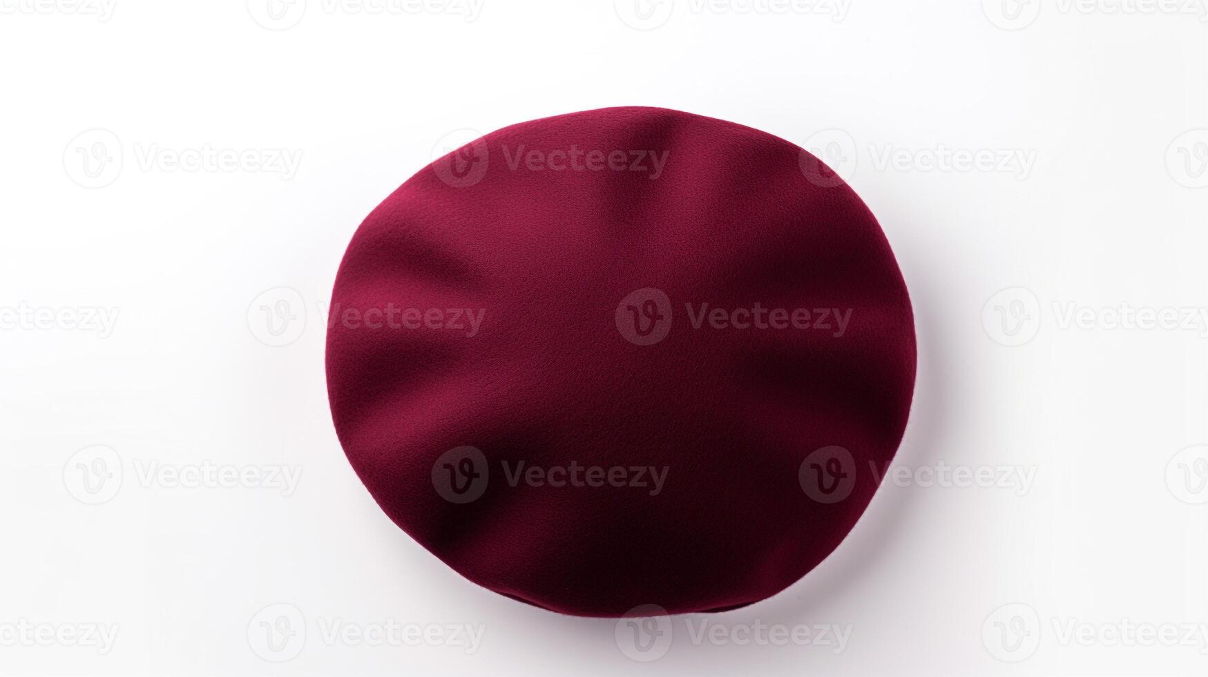 AI generated Photo of Burgundy Beret Hat isolated on white background. AI Generated