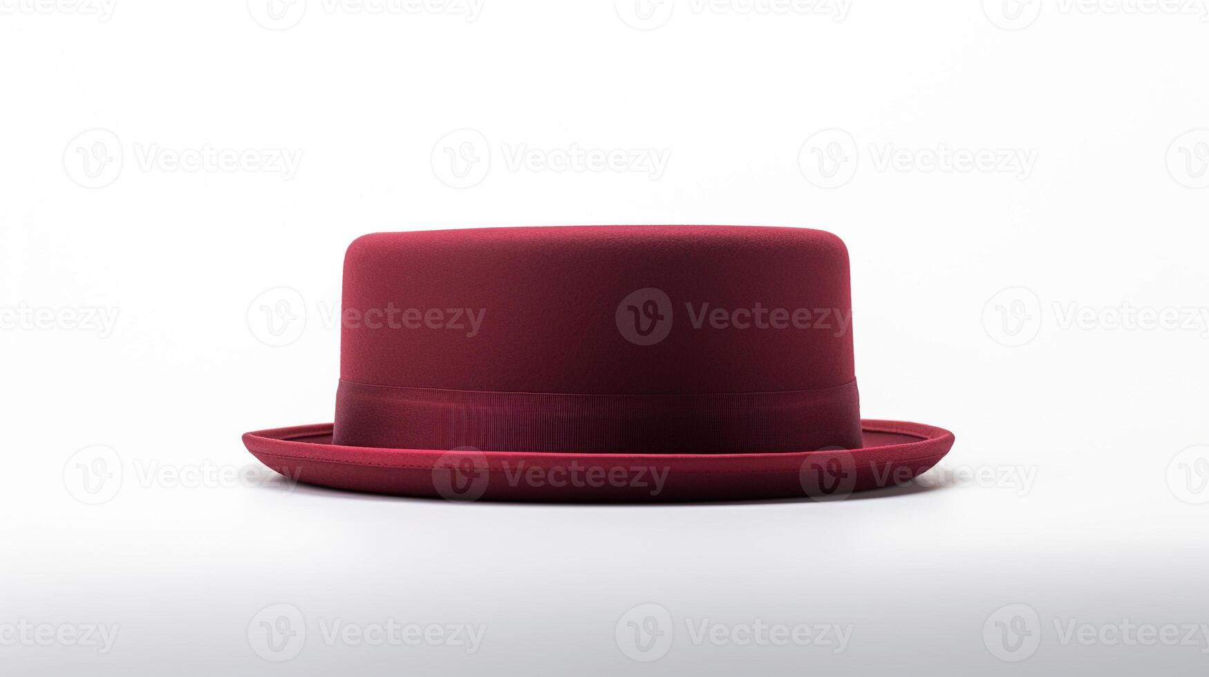 AI generated Photo of Burgundy Pork Pie Hat isolated on white background. AI Generated