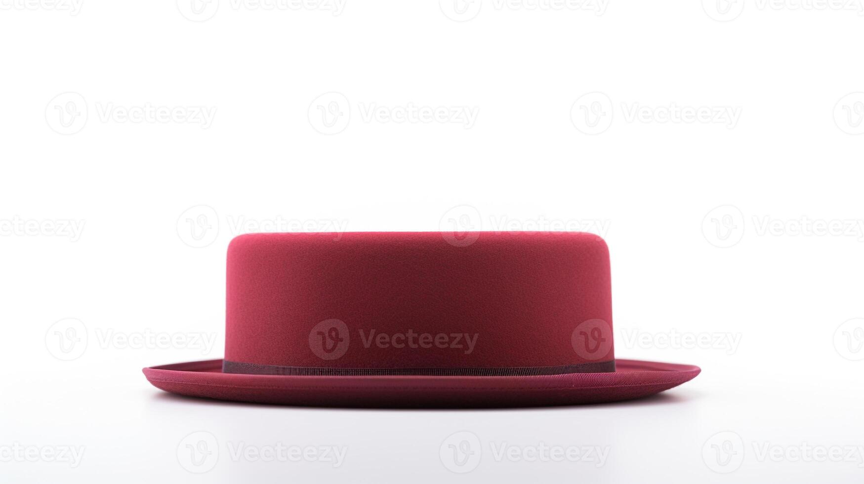 AI generated Photo of Burgundy Pork Pie Hat isolated on white background. AI Generated