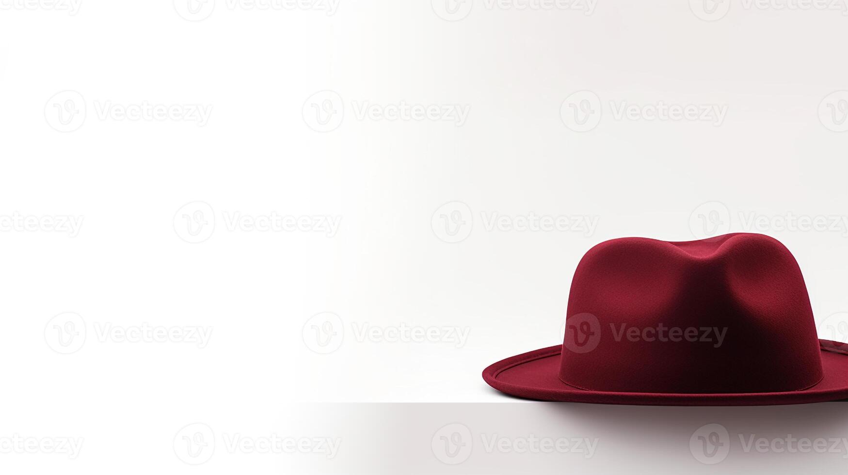 AI generated Photo of Burgundy Trilby Hat isolated on white background. AI Generated