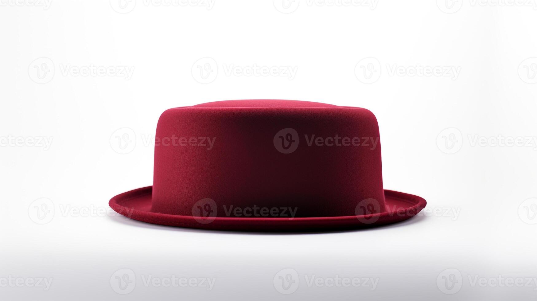 AI generated Photo of Burgundy Pork Pie Hat isolated on white background. AI Generated