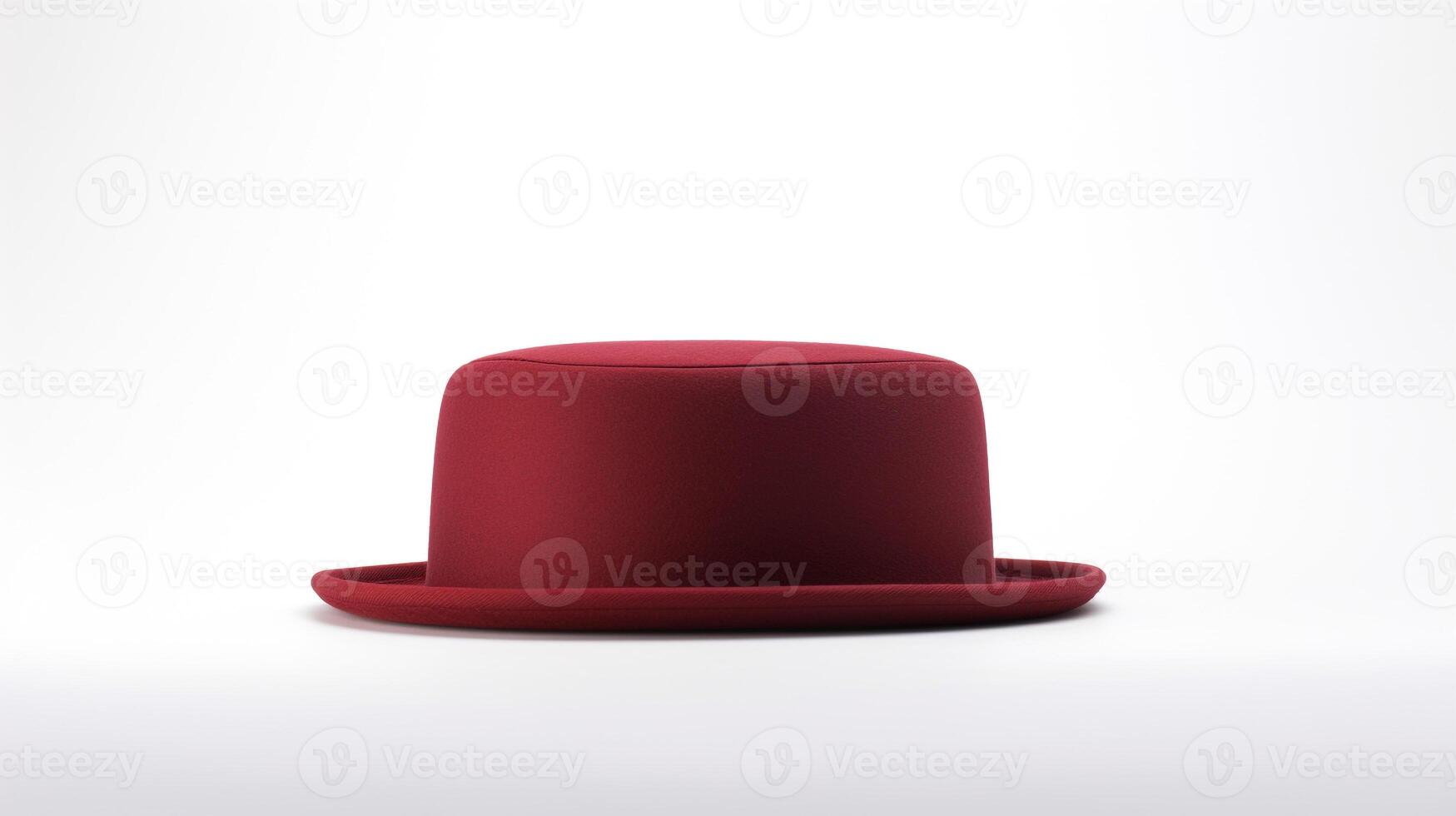 AI generated Photo of Burgundy Pork Pie Hat isolated on white background. AI Generated