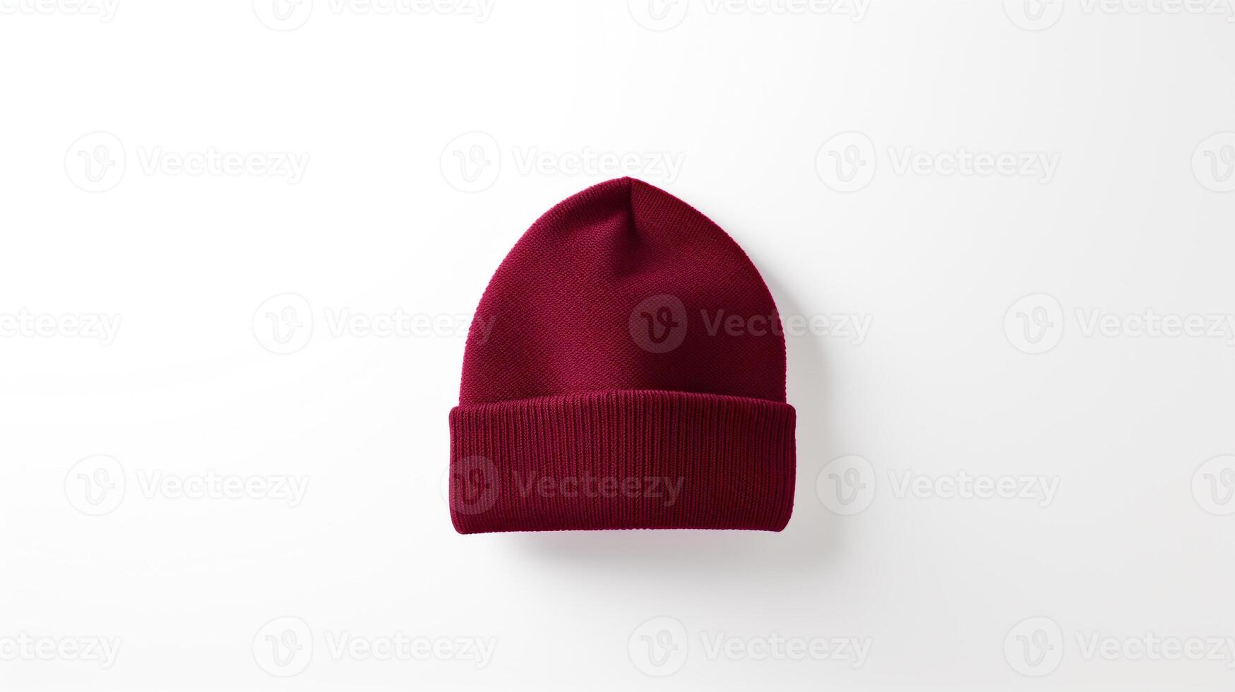 AI generated Photo of Burgundy Beanie Hat isolated on white background. AI Generated