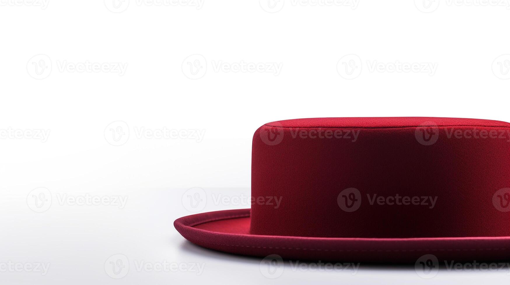 AI generated Photo of Burgundy Pork Pie Hat isolated on white background. AI Generated