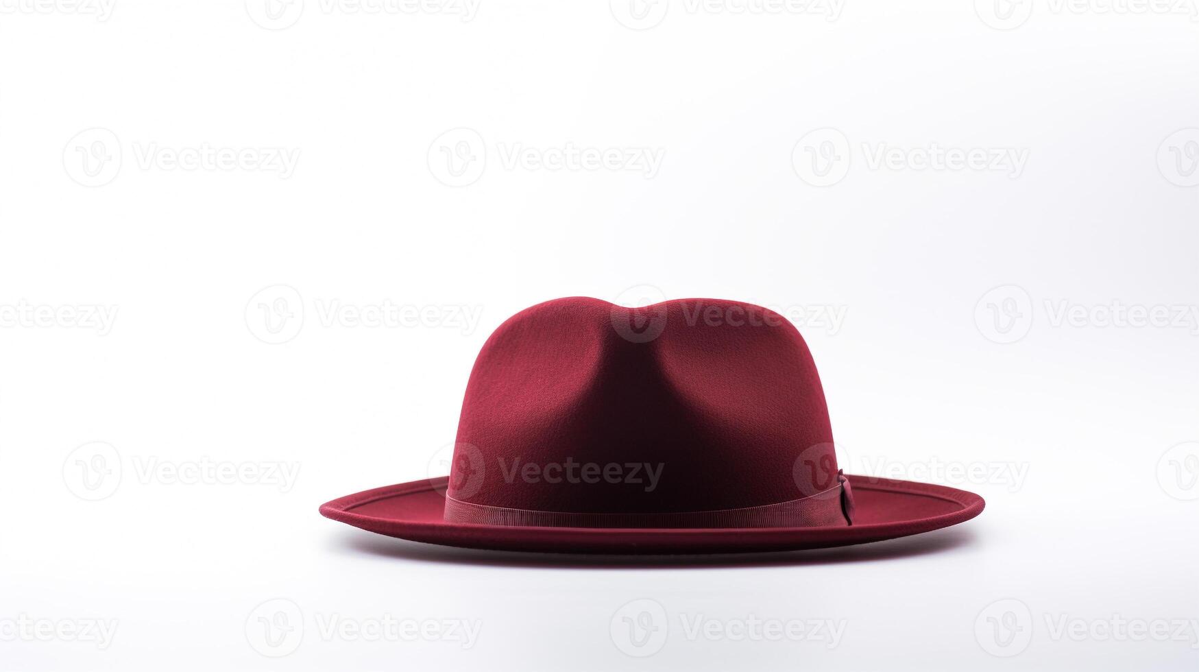 AI generated Photo of Burgundy Fedora Hat isolated on white background. AI Generated