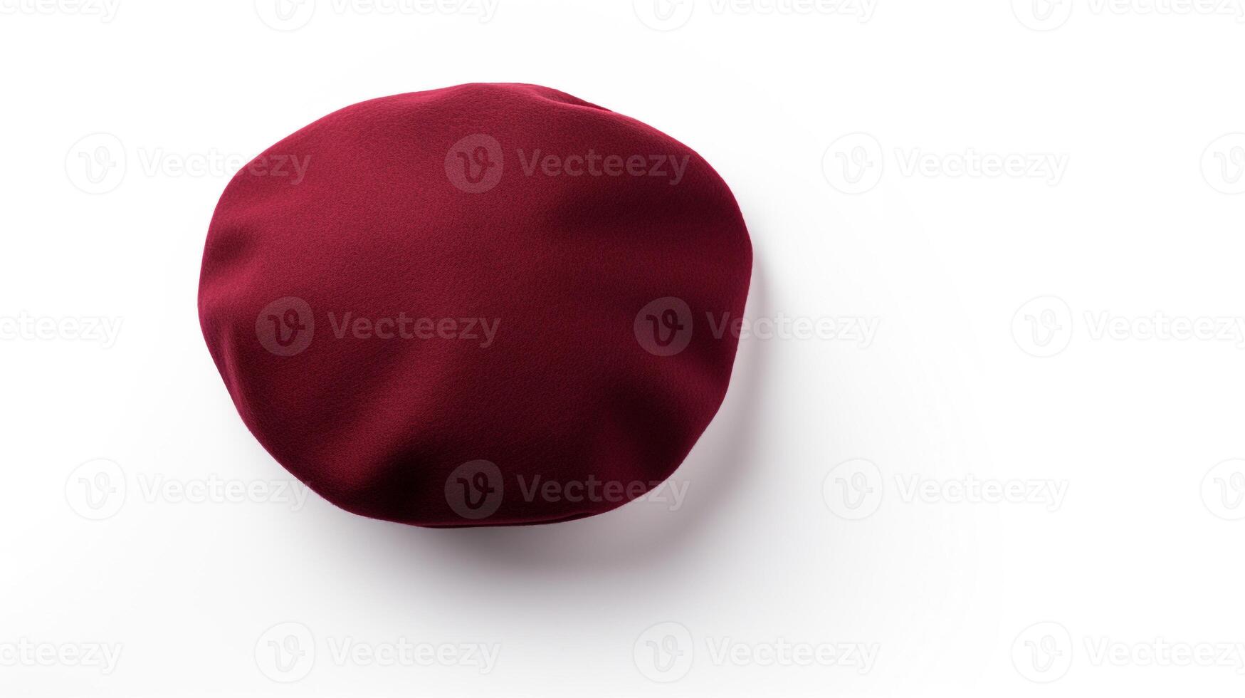 AI generated Photo of Burgundy Beret Hat isolated on white background. AI Generated
