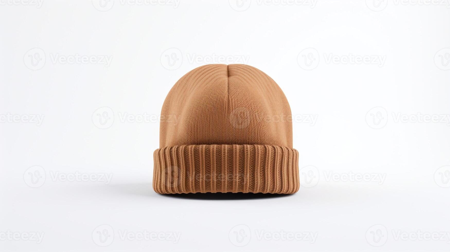 AI generated Photo of Camel Beanie Hat isolated on white background. AI Generated