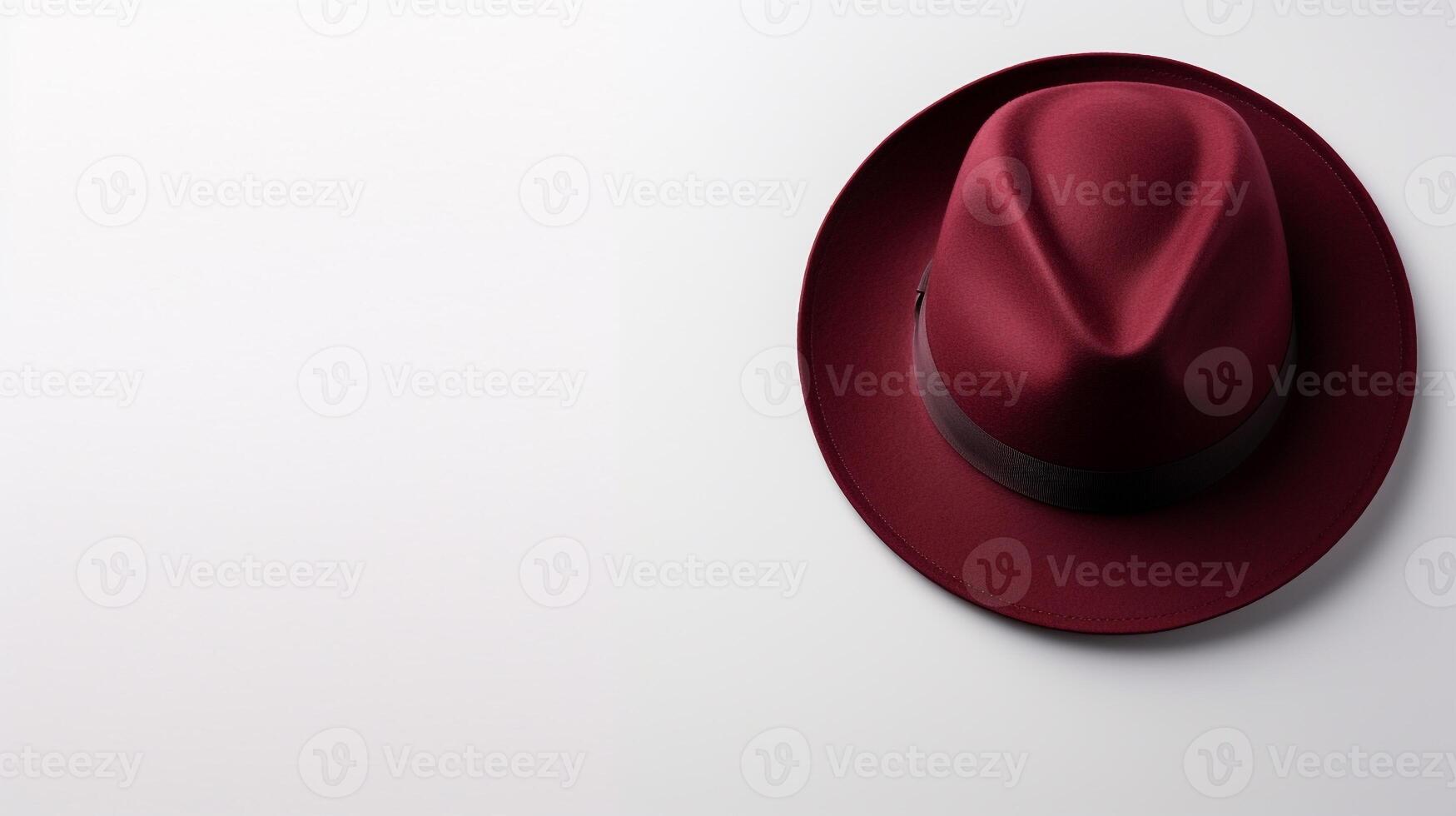 AI generated Photo of Burgundy Fedora Hat isolated on white background. AI Generated