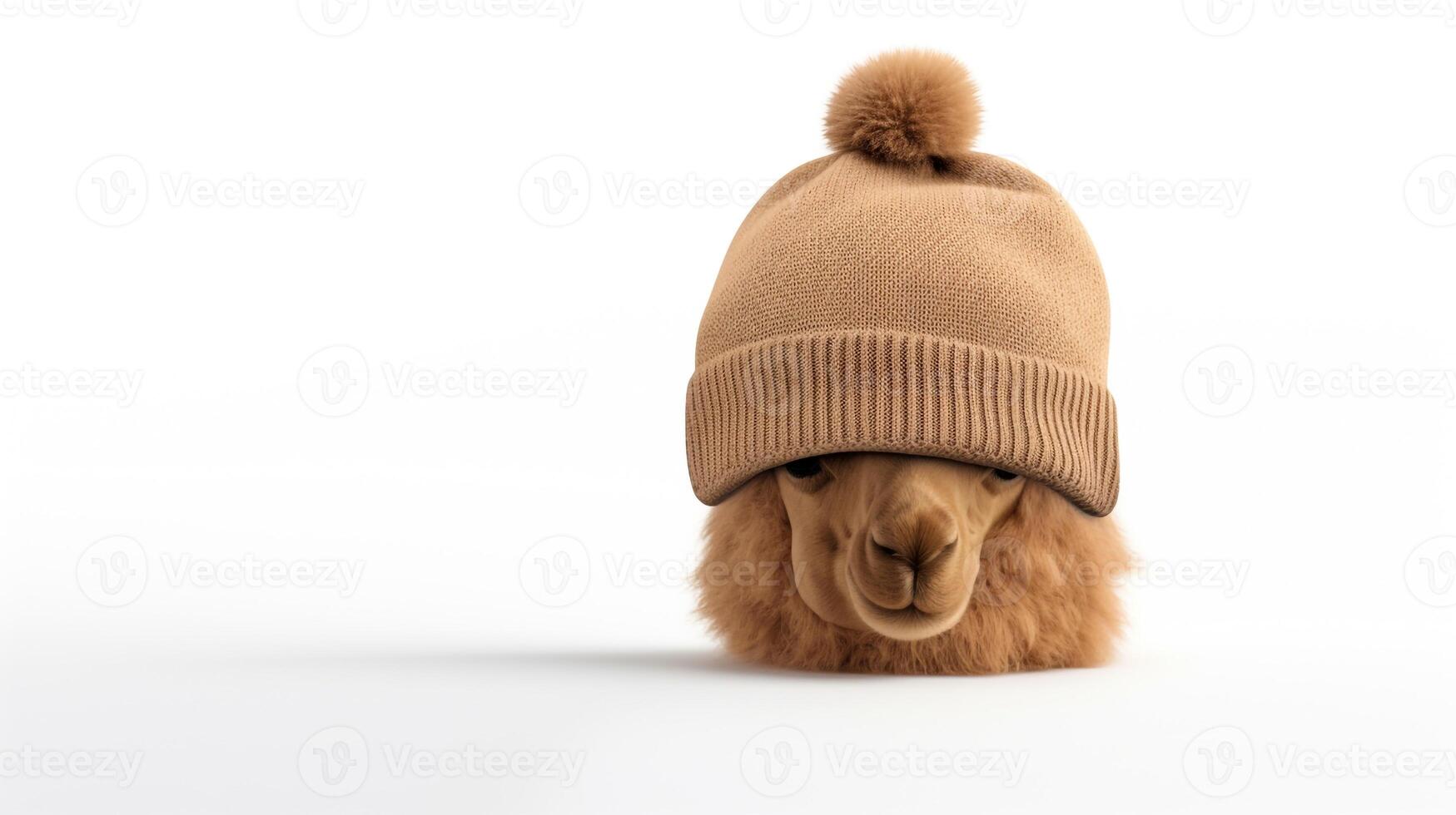 AI generated Photo of Camel Beanie Hat isolated on white background. AI Generated