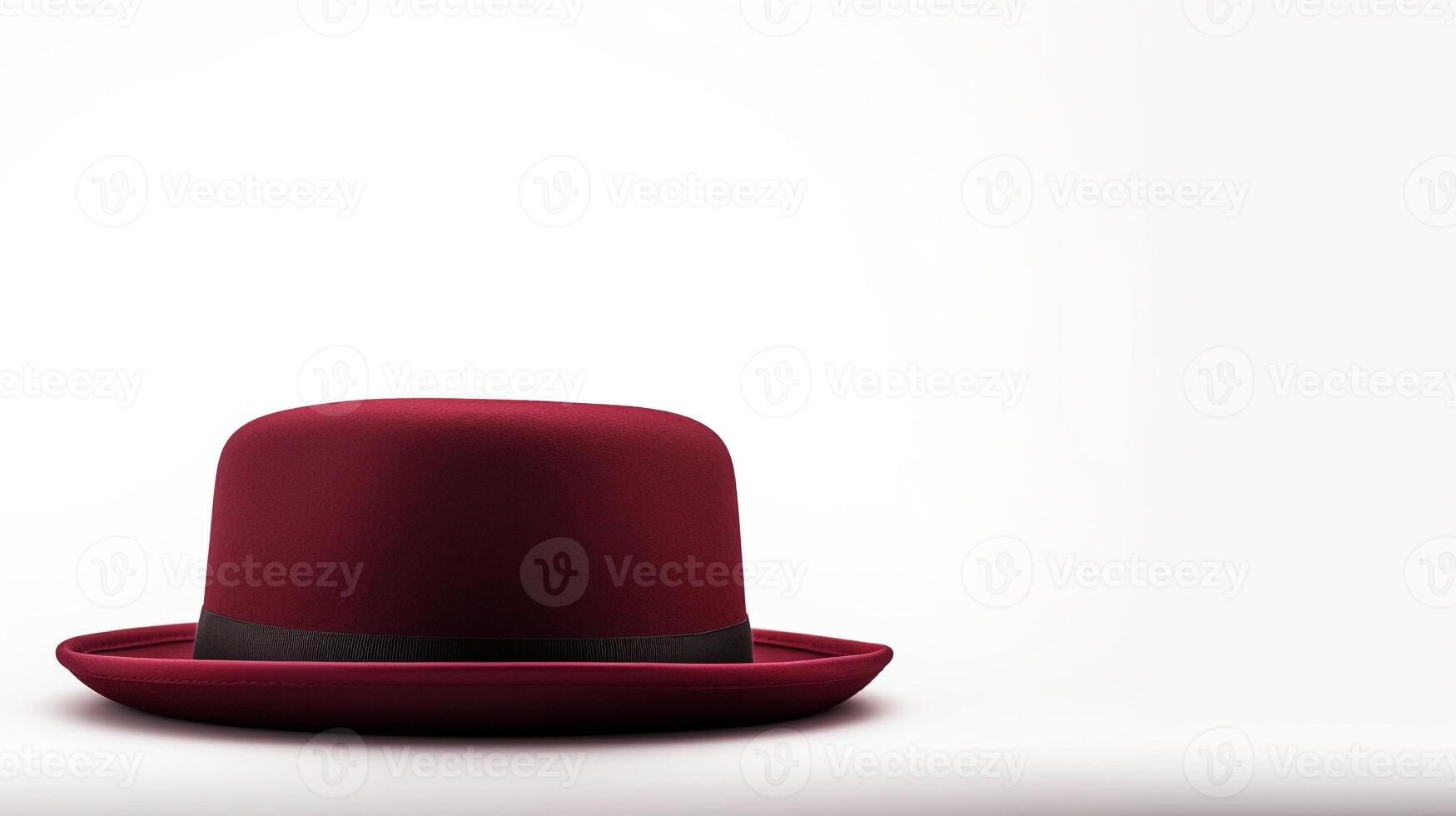 AI generated Photo of Burgundy Pork Pie Hat isolated on white background. AI Generated