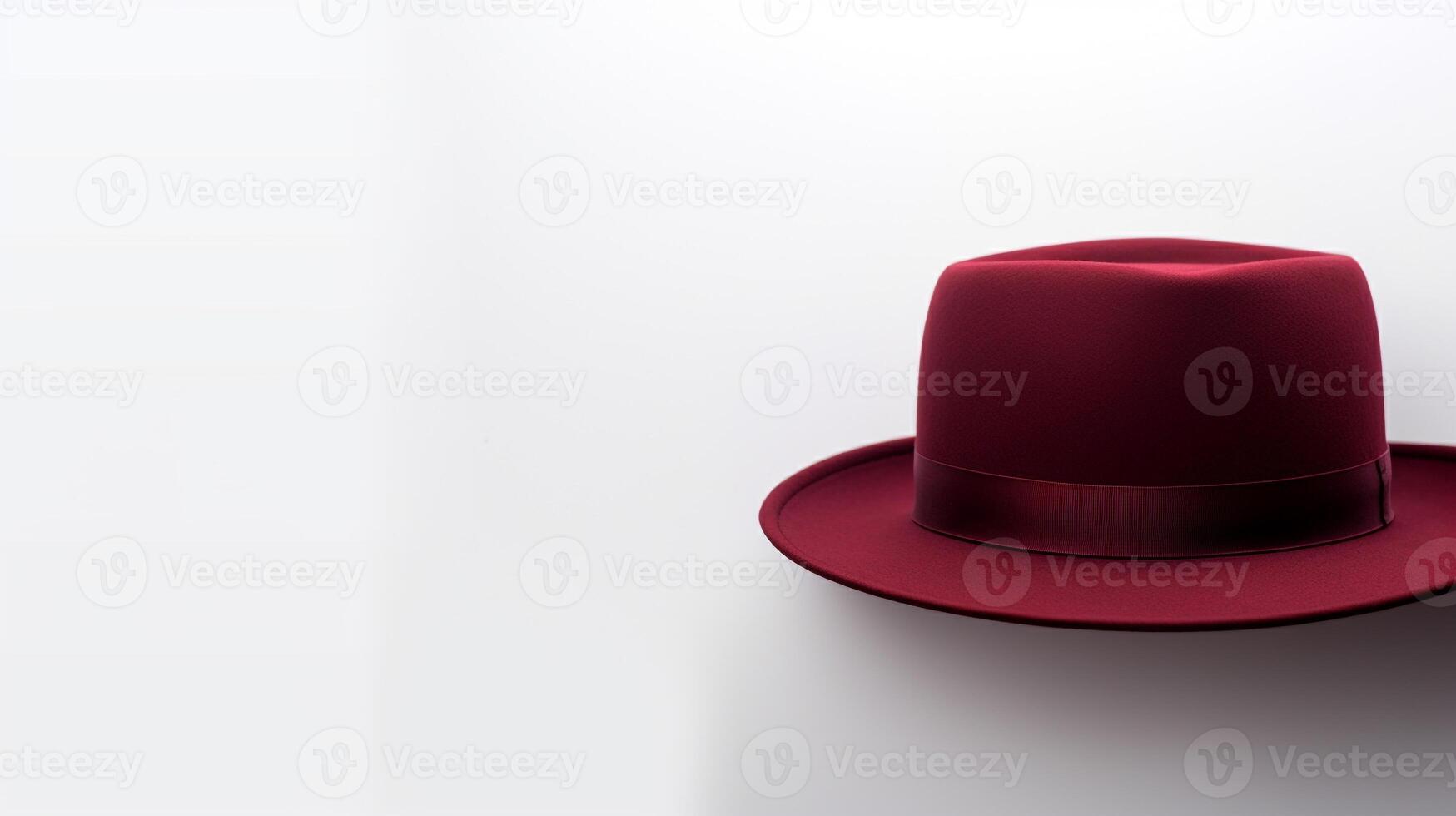 AI generated Photo of Burgundy Boater Hat isolated on white background. AI Generated