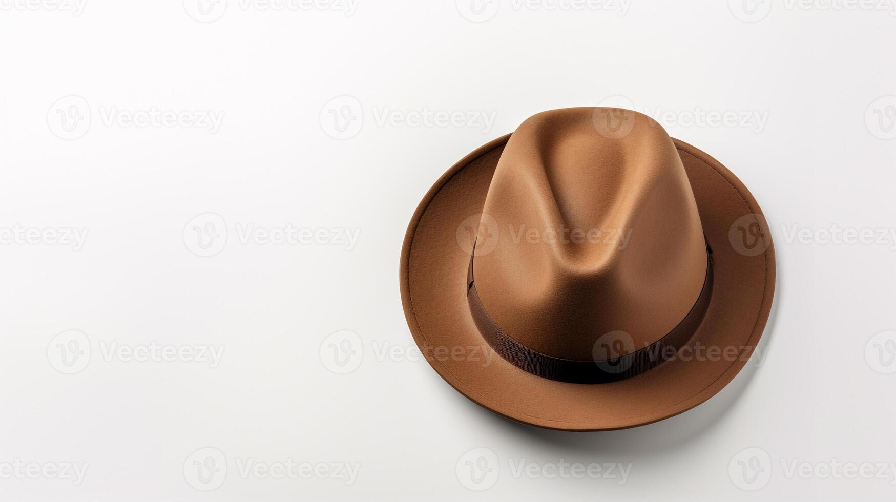 AI generated Photo of Brown Fedora Hat isolated on white background. AI Generated