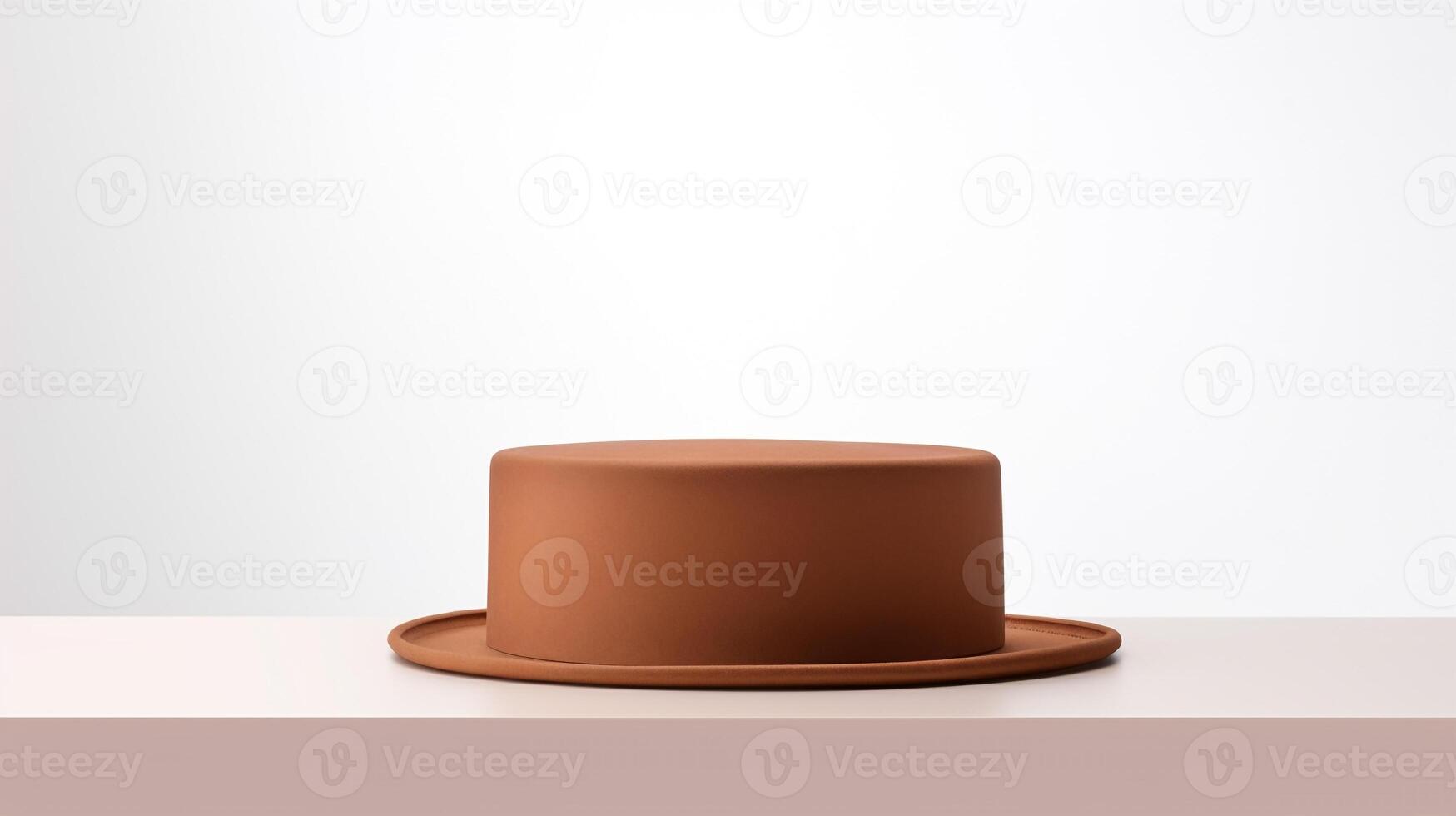 AI generated Photo of Brown Pork Pie Hat isolated on white background. AI Generated