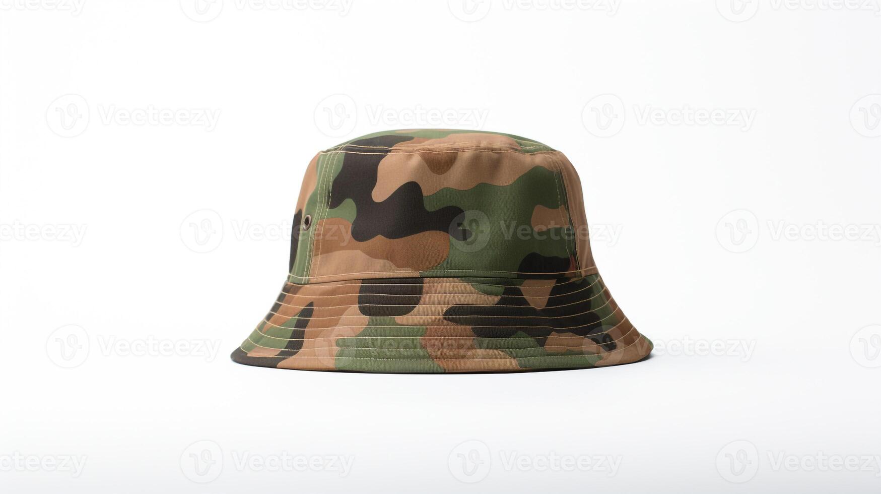 AI generated Photo of Camouflage Bucket Hat isolated on white background. AI Generated