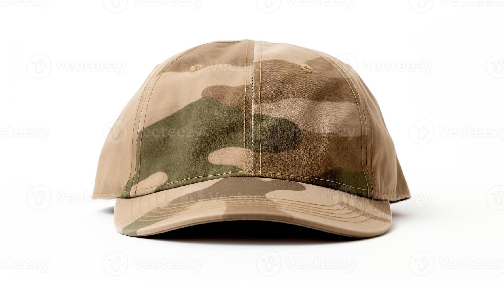 AI generated Photo of Camouflage Military Cap isolated on white background. AI Generated