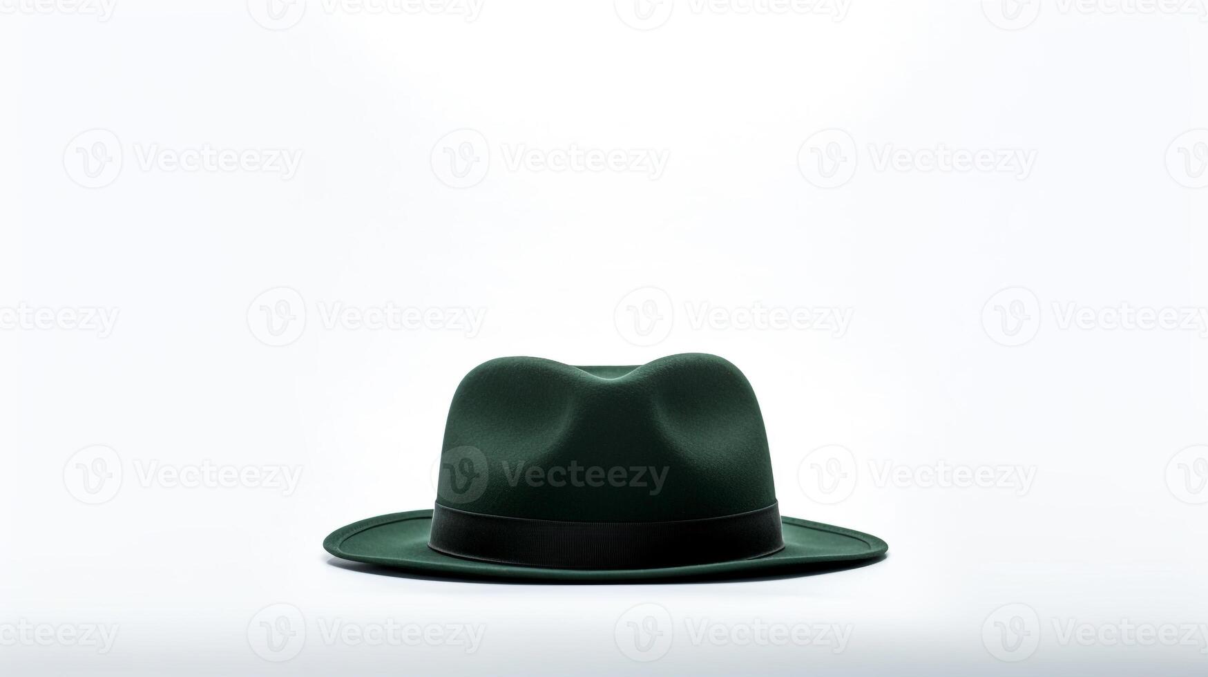 AI generated Photo of Dark Green Fedora Hat isolated on white background. AI Generated