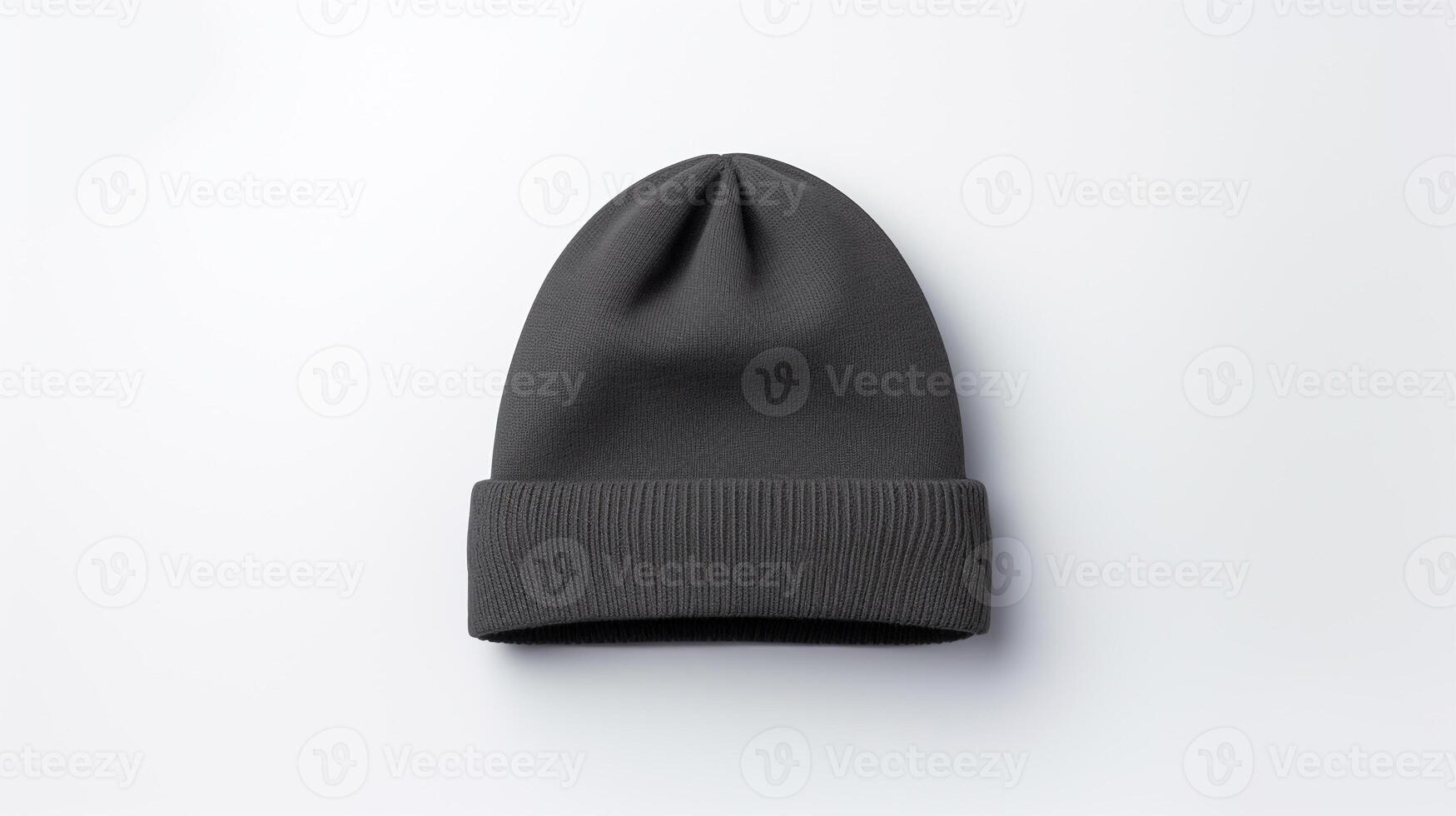 AI generated Photo of Charcoal Beanie Hat isolated on white background. AI Generated