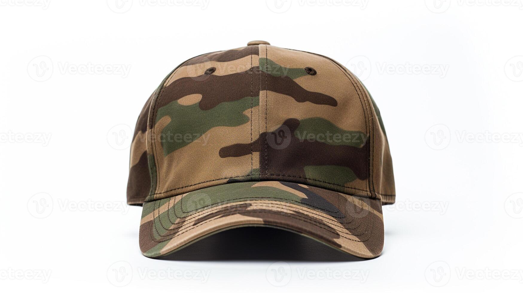 AI generated Photo of Camouflage Military Cap isolated on white background. AI Generated