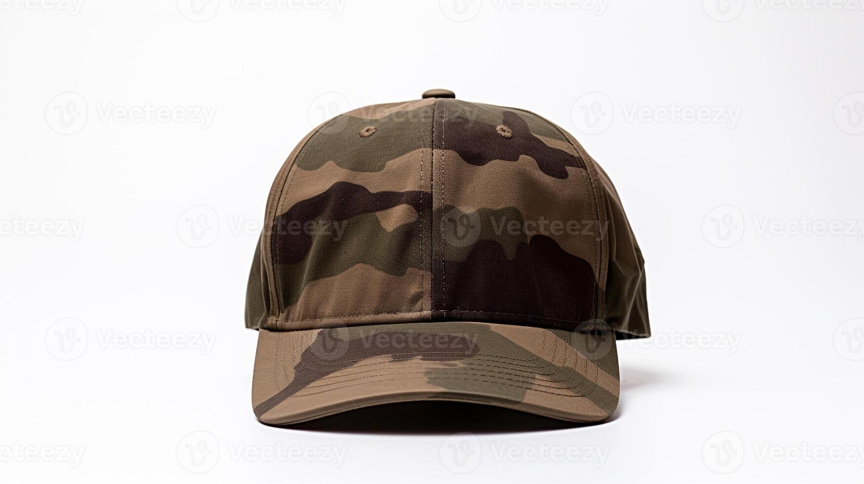 AI generated Photo of Camouflage Military Cap isolated on white background. AI Generated