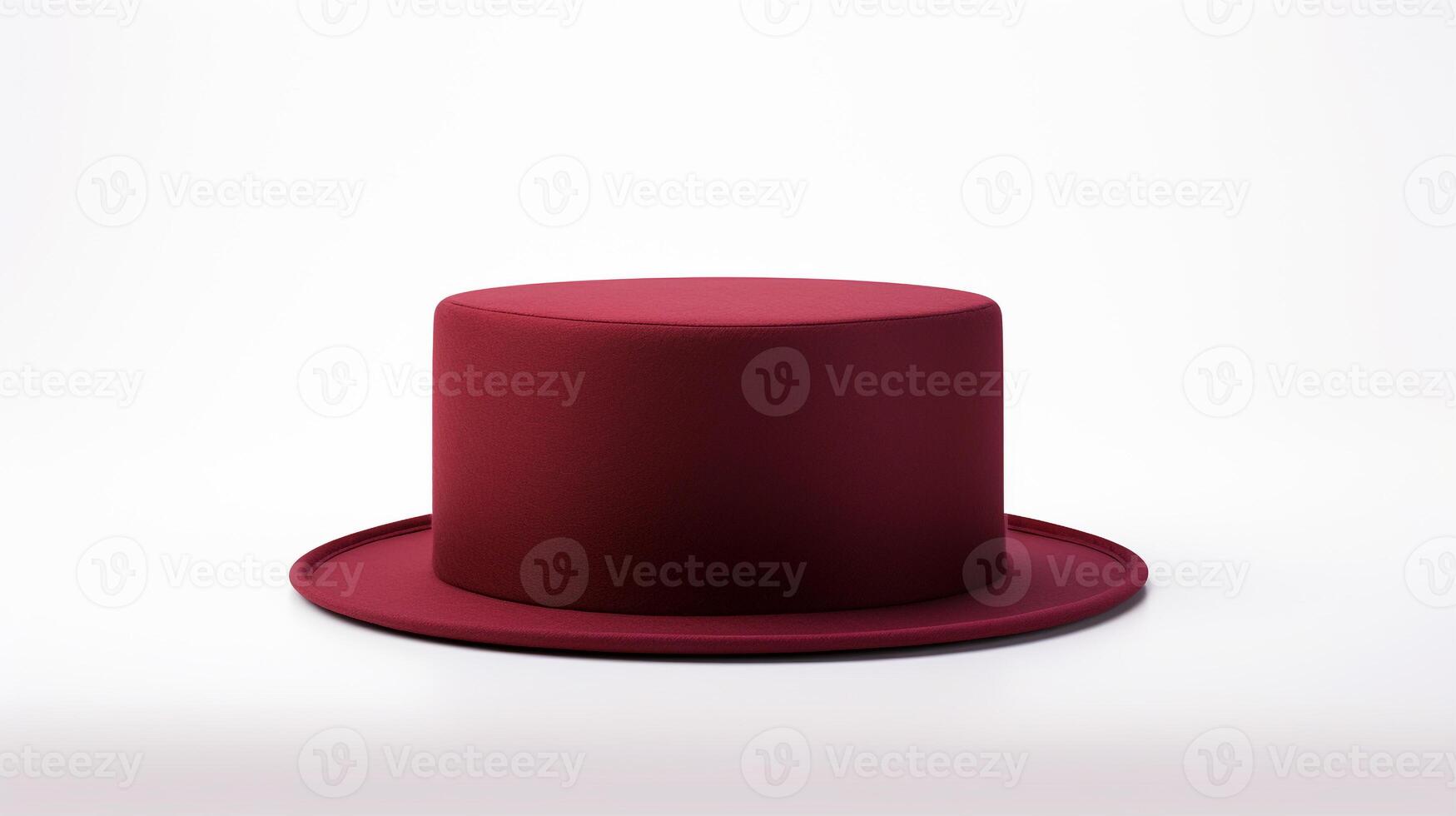 AI generated Photo of Burgundy Pork Pie Hat isolated on white background. AI Generated