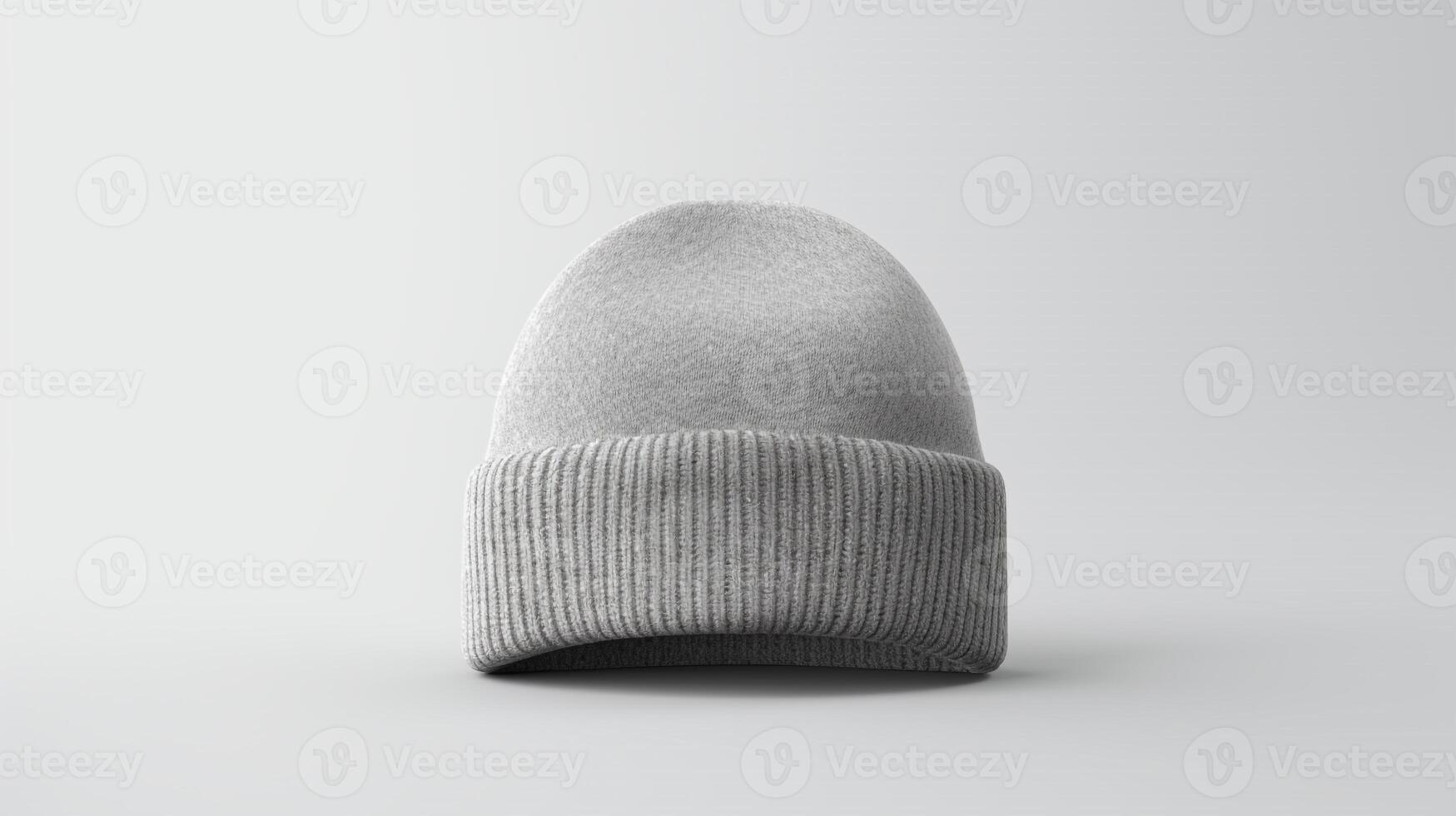 AI generated Photo of Gray Beanie cap isolated on white background. AI Generated