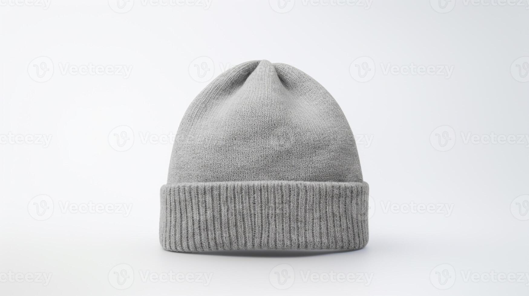 AI generated Photo of Gray Beanie Hat isolated on white background. AI Generated