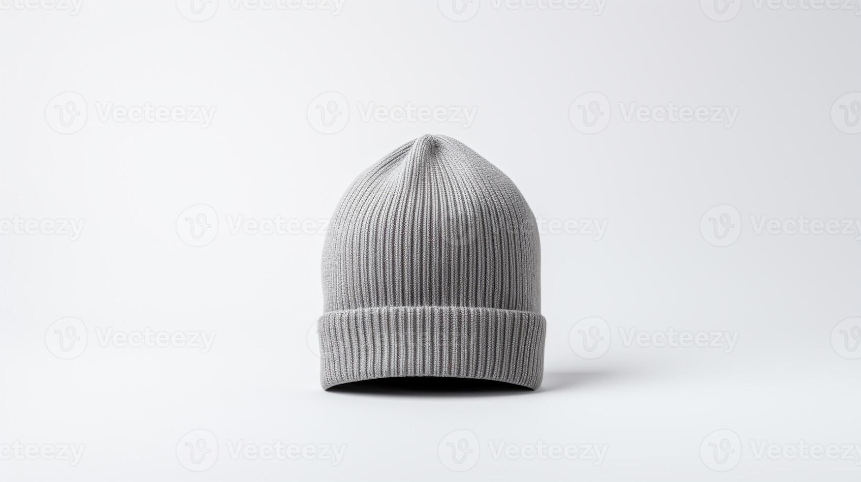 AI generated Photo of Gray Beanie cap isolated on white background. AI Generated
